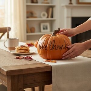 Marshalls Give Thanks Pumpkin Decor Unisex OS Orange NWOT Fall Harvest